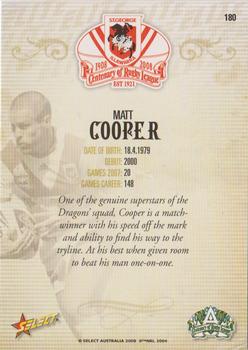 2008 NRL Centenary #180 Matt Cooper Back